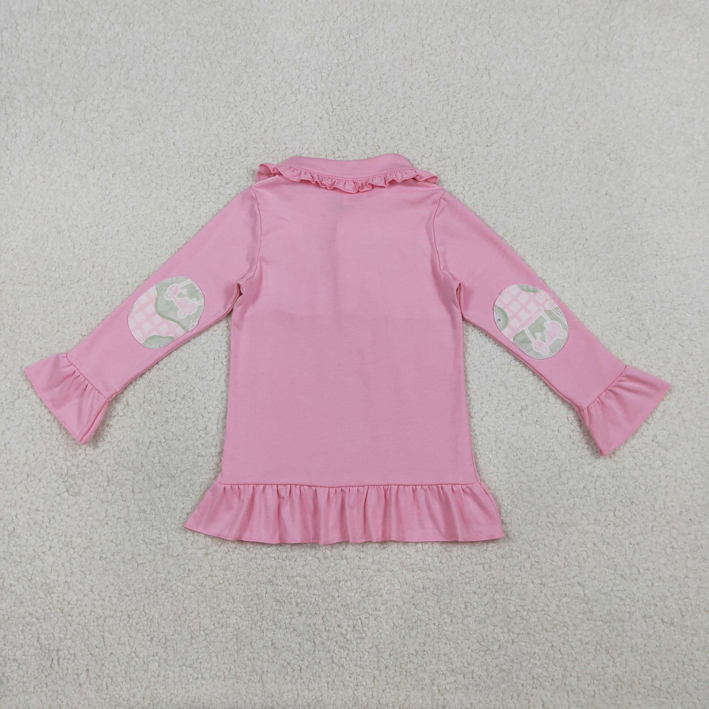 Baby Girls Pink Checked Golf Flags Button Polo Shirts Top