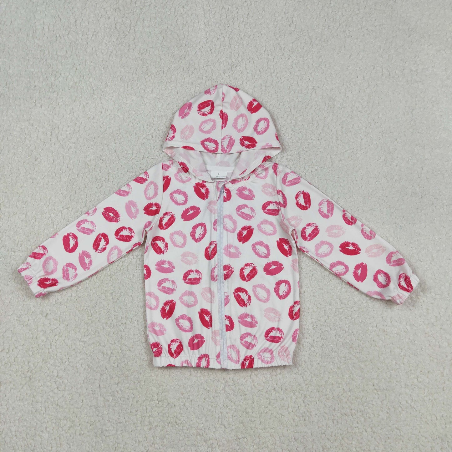 Sibling Baby Girls Long Sleeve Bows Checked Mouths Ruffle Hoodie Zip Pockets Jackets Top