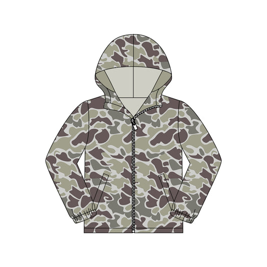 Adult Men Grey Camo Pocket Zipper Southern Hoodies Jackets Top Preorder