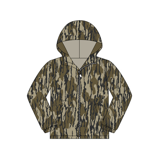 Adult Men Olive Camo Pocket Zipper Southern Hoodies Jackets Top Preorder