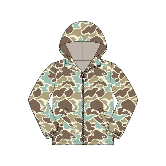 Adult Men Khaki Camo Pocket Zipper Southern Hoodies Jackets Top Preorder