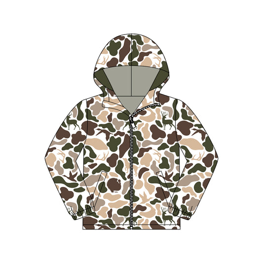 Adult Men Ducks Dogs Deer Camo Pocket Zipper Southern Hoodies Jackets Top Preorder