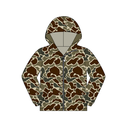 Adult Men Dark Khaki Camo Pocket Zipper Southern Hoodies Jackets Top Preorder