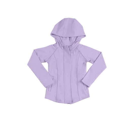 Baby Girls Lavender Long Sleeve Pockets Zipper Yoga Hoodies Jackets Top Preorder