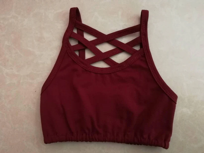 Baby Girls Dark Red Strap Yoga Vests Top Preorder