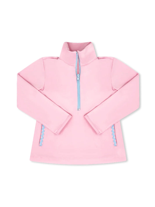 Baby Girls Pink Long Sleeve Zipper Pockets Yoga Pullovers Top Preorder