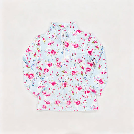 Baby Girls Pink Flowers Yoga Zipper Pullovers Top Preorder