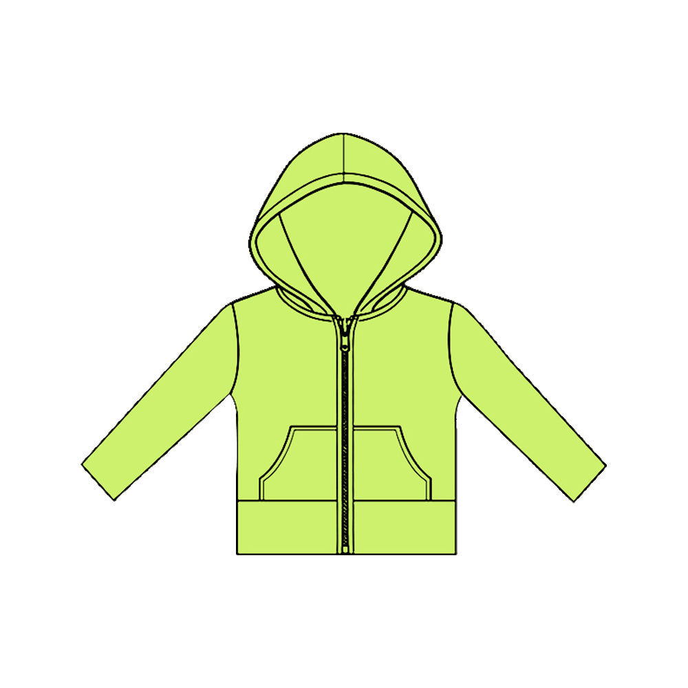 Baby Girls Long Sleeve Green Pockets Zipper Yoga Hoodies Jackets Top Preorder