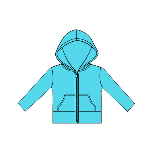 Baby Girls Long Sleeve Aqua Pockets Zipper Yoga Hoodies Jackets Top Preorder