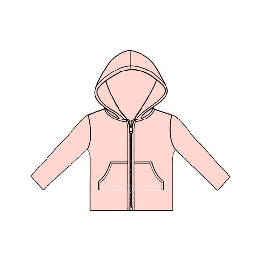 Baby Girls Long Sleeve Light Pink Pockets Zipper Yoga Hoodies Jackets Top Preorder