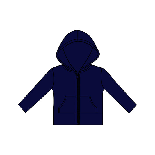 Baby Girls Long Sleeve Navy Pockets Zipper Yoga Hoodies Jackets Top Preorder