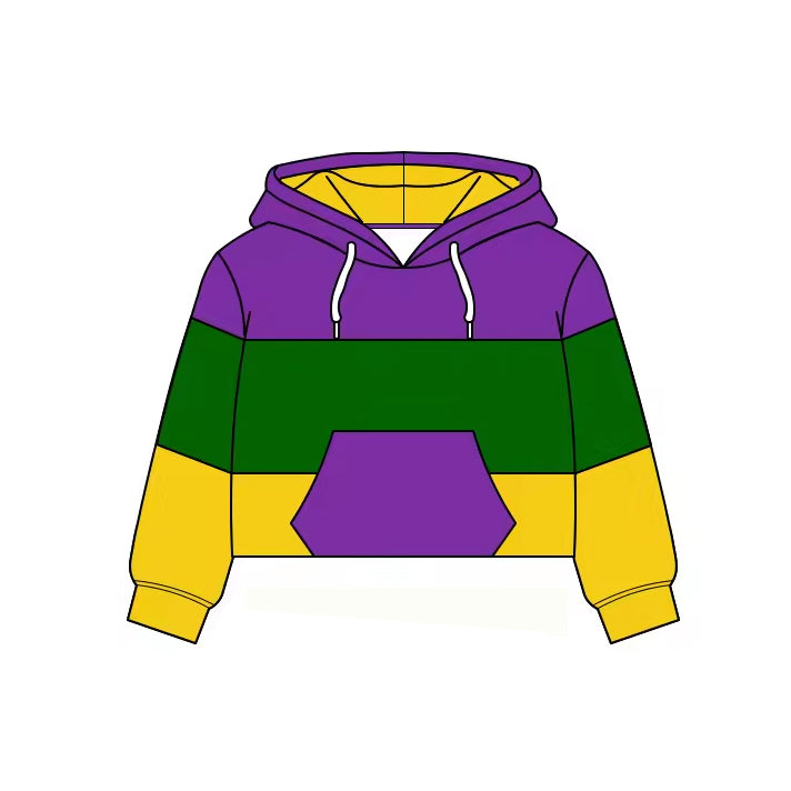 Baby Girls Long Sleeve Mardigras Pockets Yoga Hoodies Top Preorder