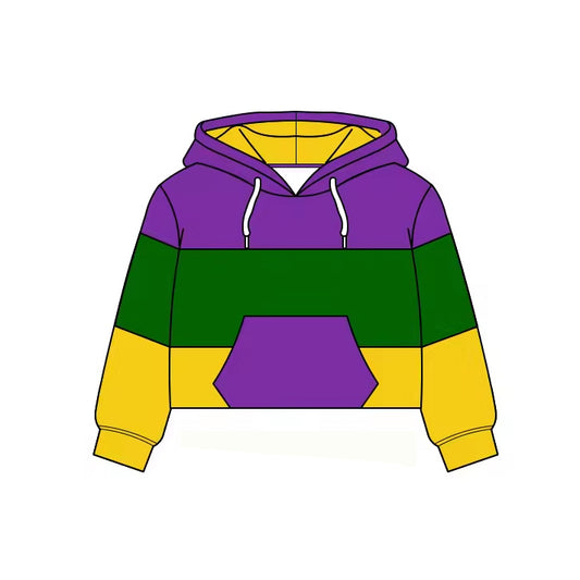 Baby Girls Long Sleeve Mardigras Pockets Yoga Hoodies Top Preorder