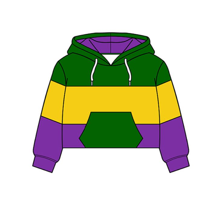 Baby Girls Long Sleeve Mardigras Pockets Yoga Hoodies Top Preorder