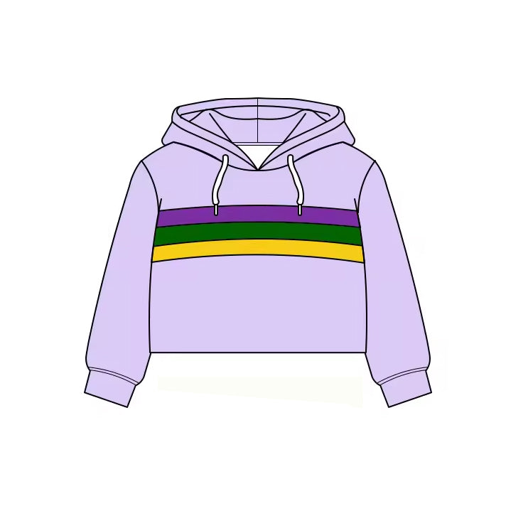 Baby Girls Long Sleeve Mardigras Stripe Yoga Hoodies Top Preorder