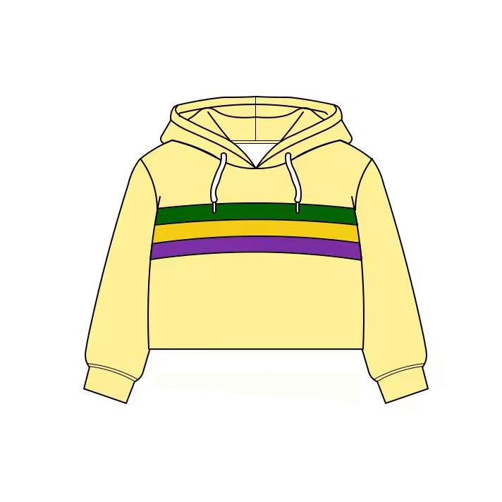 Baby Girls Long Sleeve Mardigras Stripe Yoga Hoodies Top Preorder