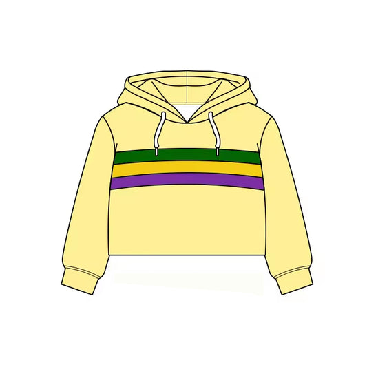 Baby Girls Long Sleeve Mardigras Stripe Yoga Hoodies Top Preorder