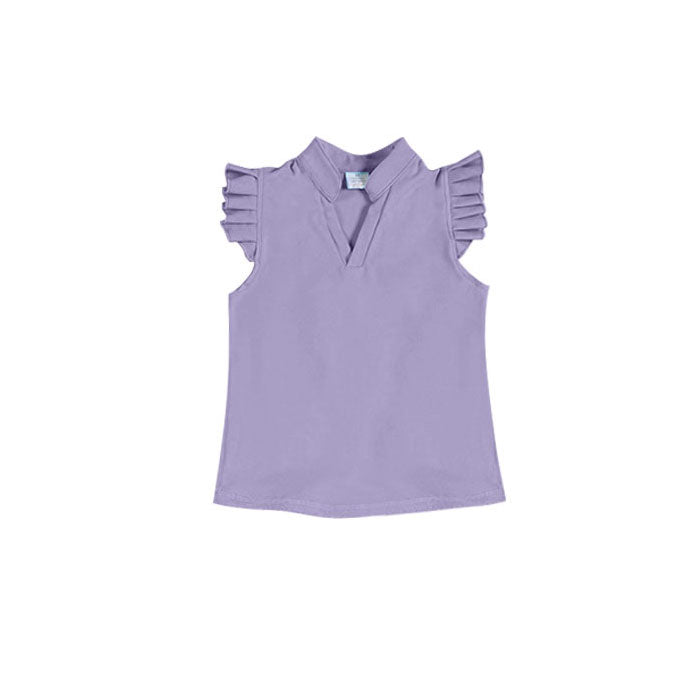 Baby Girls Lavender Flutter Sleeve Button Yoga T-shirts Top Preorder