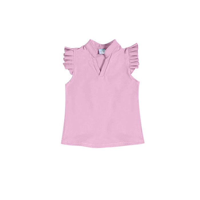 Baby Girls Pink Flutter Sleeve Button Yoga T-shirts Top Preorder
