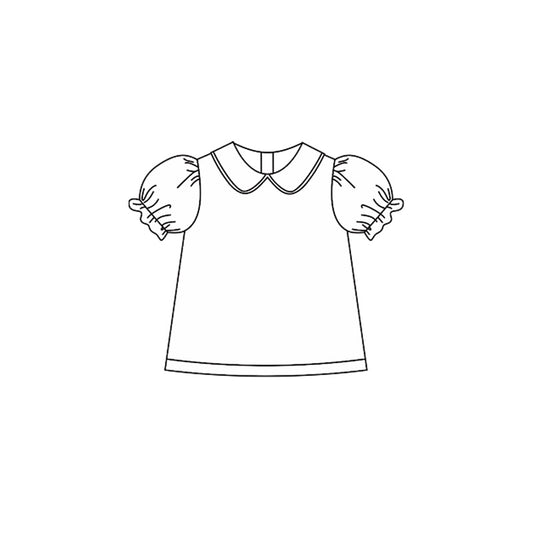Baby Girls White Short Ruffle Sleeve T-shirts Top Preorder
