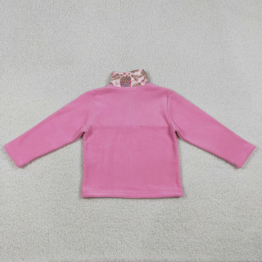 Baby Girls Long Sleeve Pink Hearts Chip Valentines Sherpa Zipper Top