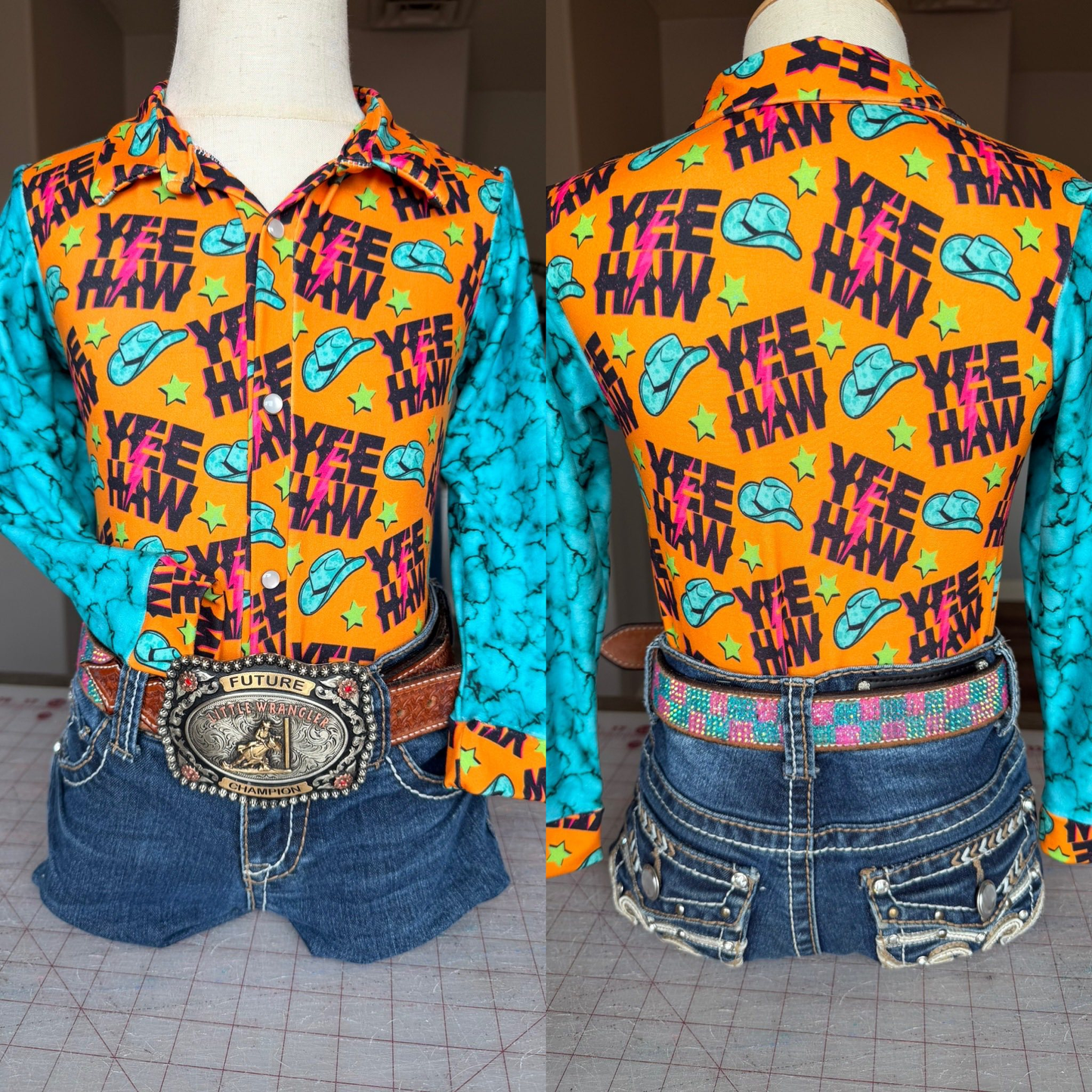 Baby Girls Western Hats Stars Yee Haw Button Polo Shirts Top Preorder