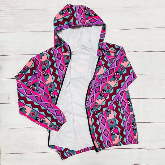Adult Women Aztec Pockets Zipper Hoodies Jacket Top Preorder
