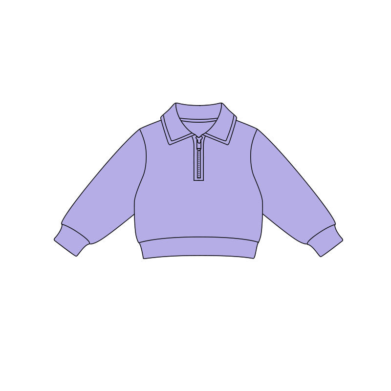 Baby Girls Purple Long Sleeve Yoga Zipper Pullovers Top Preorder