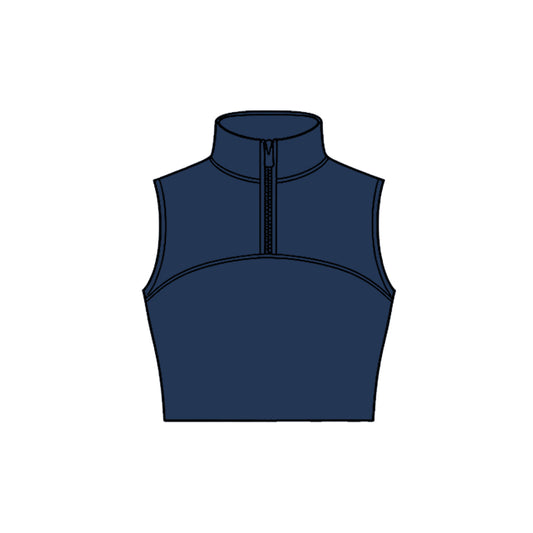 Baby Girls Navy Sleeveless Zipper Yoga Vests Top Preorder