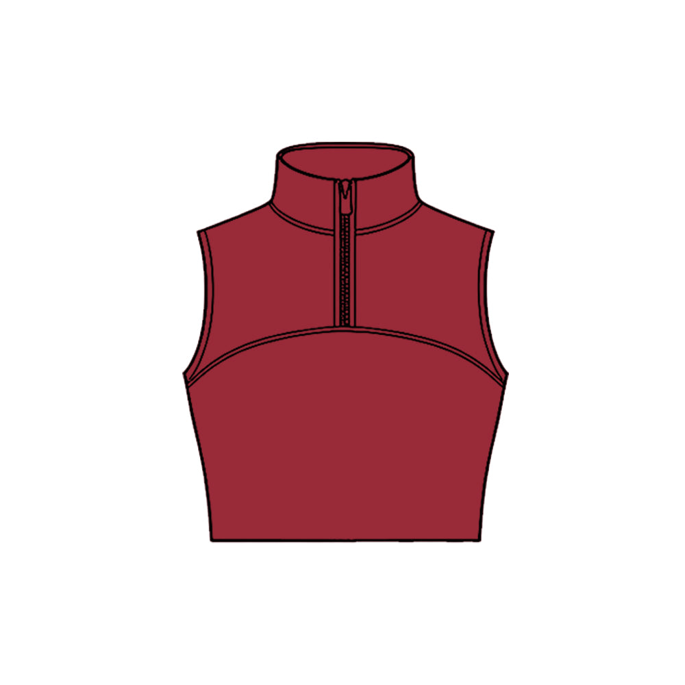 Baby Girls Dark Red Sleeveless Zipper Yoga Vests Top Preorder