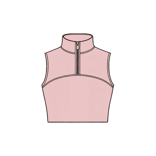 Baby Girls Light Pink Sleeveless Zipper Yoga Vests Top Preorder