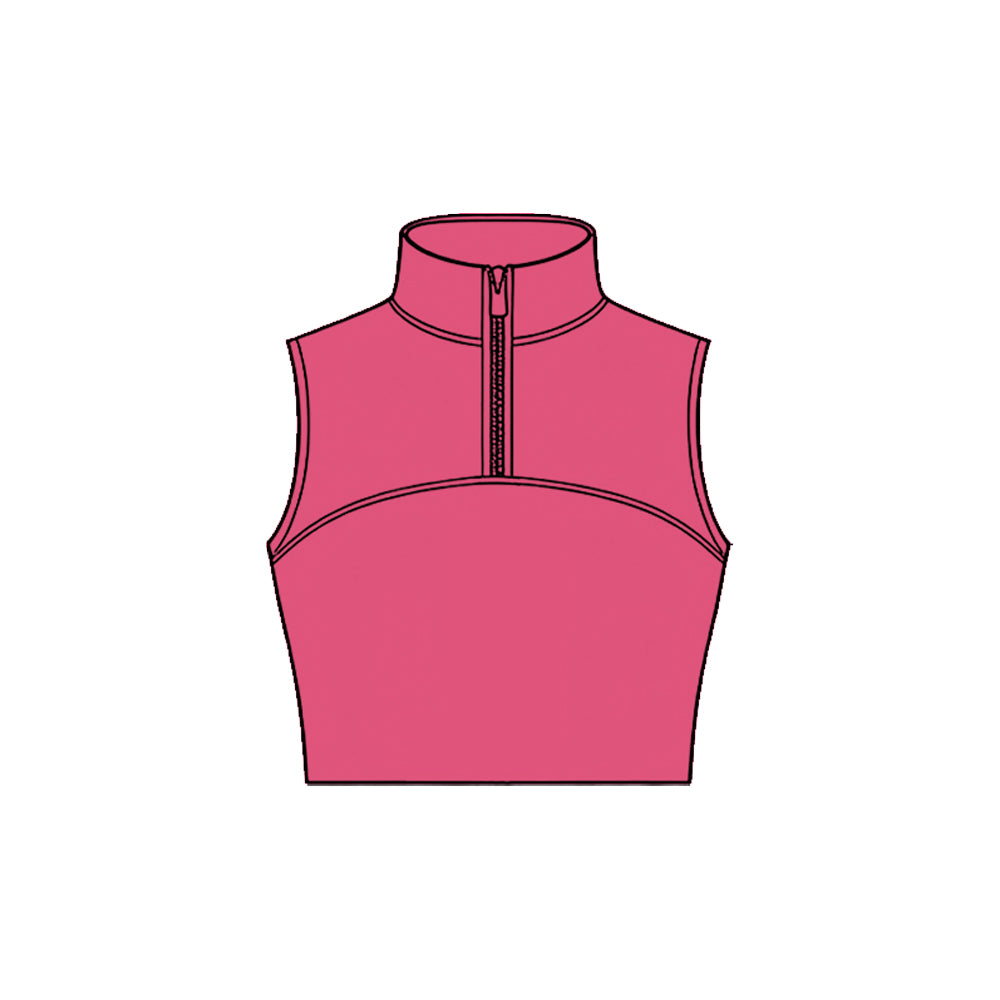 Baby Girls Hot Pink Sleeveless Zipper Yoga Vests Top Preorder