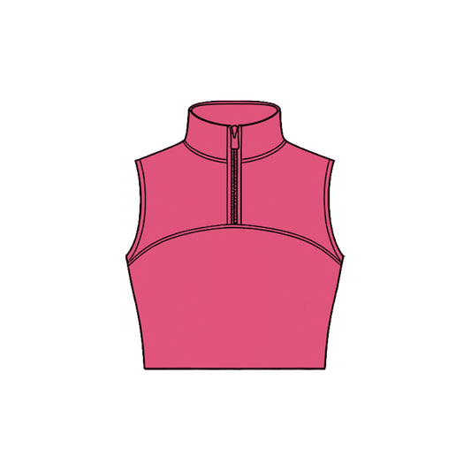 Baby Girls Hot Pink Sleeveless Zipper Yoga Vests Top Preorder