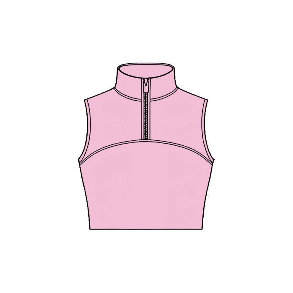 Baby Girls Pink Sleeveless Zipper Yoga Vests Top Preorder