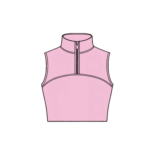 Baby Girls Pink Sleeveless Zipper Yoga Vests Top Preorder