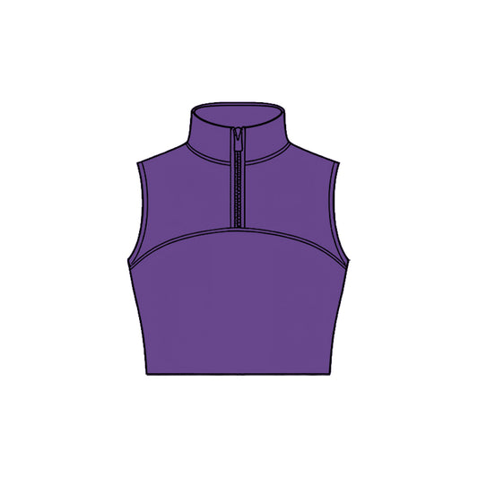 Baby Girls Purple Sleeveless Zipper Yoga Vests Top Preorder