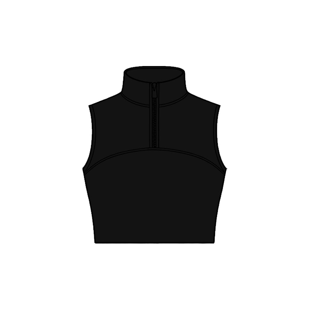 Baby Girls Black Sleeveless Zipper Yoga Vests Top Preorder