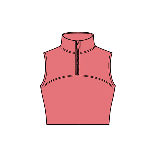 Baby Girls Peach Sleeveless Zipper Yoga Vests Top Preorder