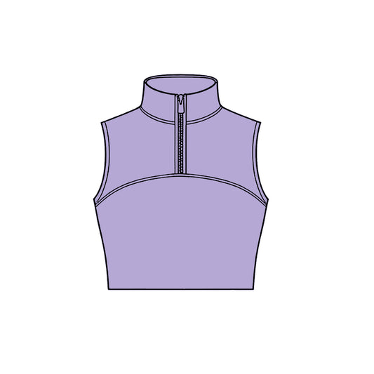 Baby Girls Light Purple Sleeveless Zipper Yoga Vests Top Preorder