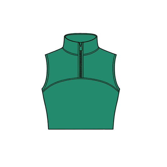 Baby Girls Green Sleeveless Zipper Yoga Vests Top Preorder