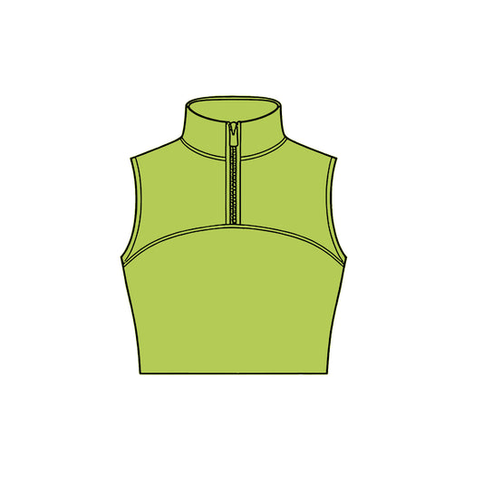 Baby Girls Light Green Sleeveless Zipper Yoga Vests Top Preorder