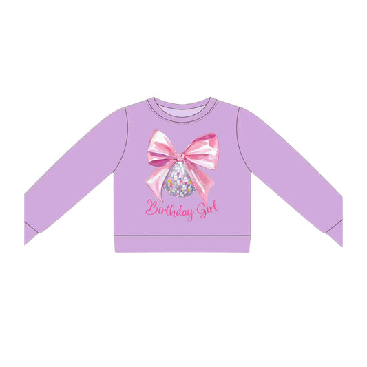 Baby Girls Lavender Long Sleeve Bows Birthday Girl T-shirts Top Preorder