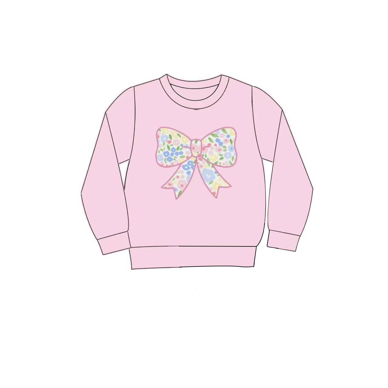 Baby Girls Pink Flowers Bows Long Sleeve T-shirts Top Preorder