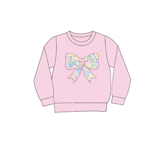 Baby Girls Pink Flowers Bows Long Sleeve T-shirts Top Preorder