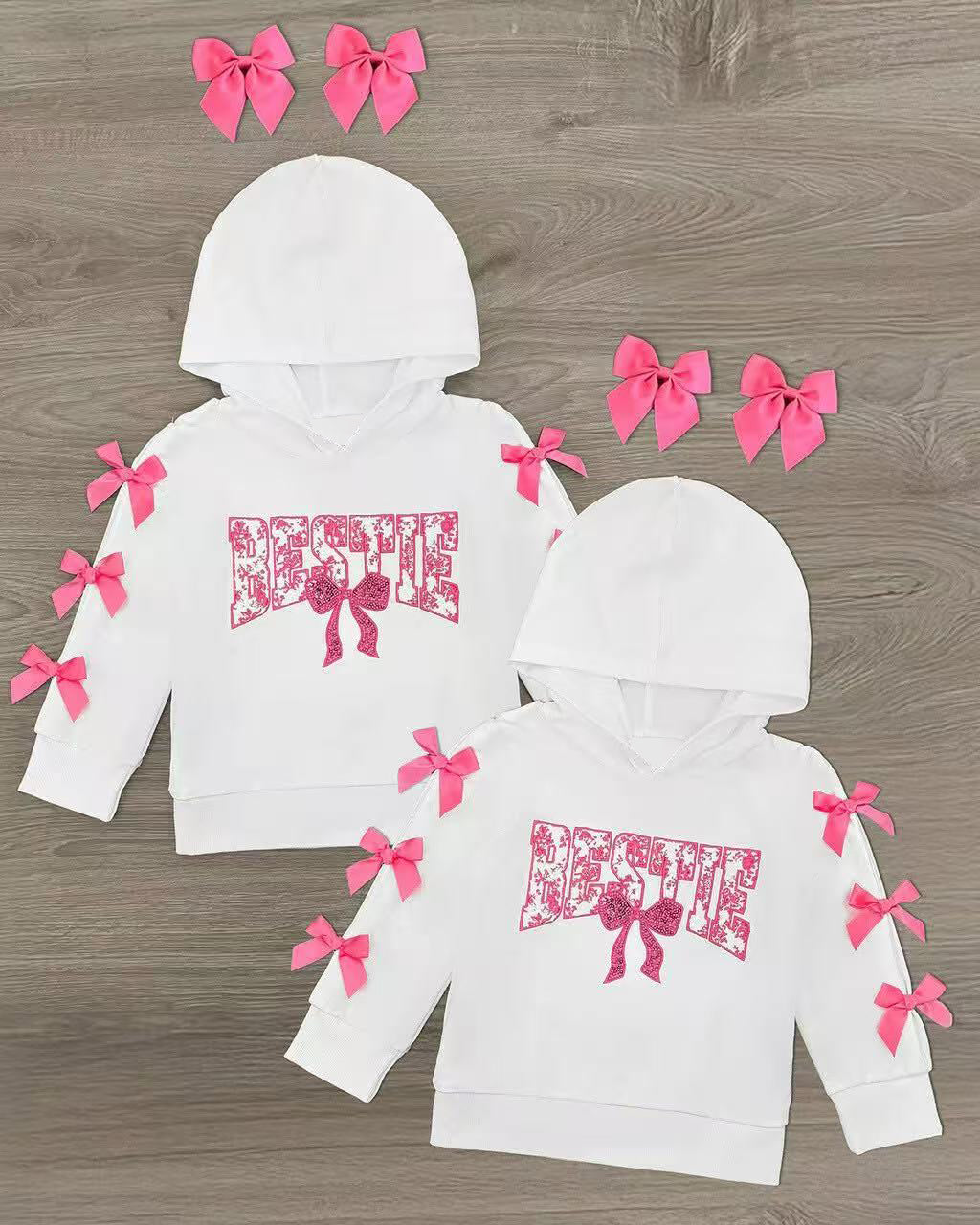Baby Girls Bows Bestie Long Sleeve Hoodies Top Preorder
