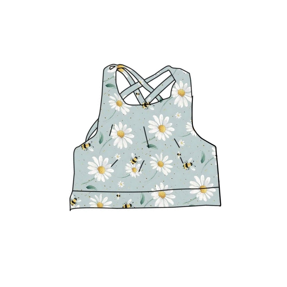 Baby Girls Strap Daisy Flowers Bees Yoga Vests Top Preorder