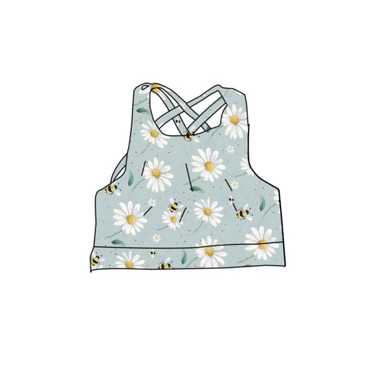 Baby Girls Strap Daisy Flowers Bees Yoga Vests Top Preorder