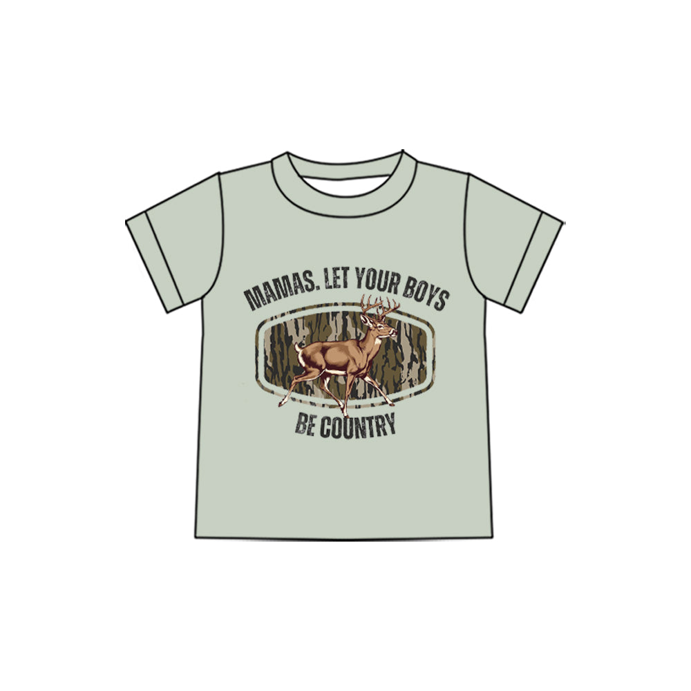 Adult Women Olive Camo Deer Mama's Let Your Boys Short Sleeve T-shirts Top Preorder