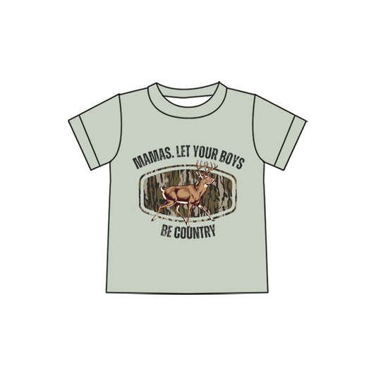 Adult Women Olive Camo Deer Mama's Let Your Boys Short Sleeve T-shirts Top Preorder