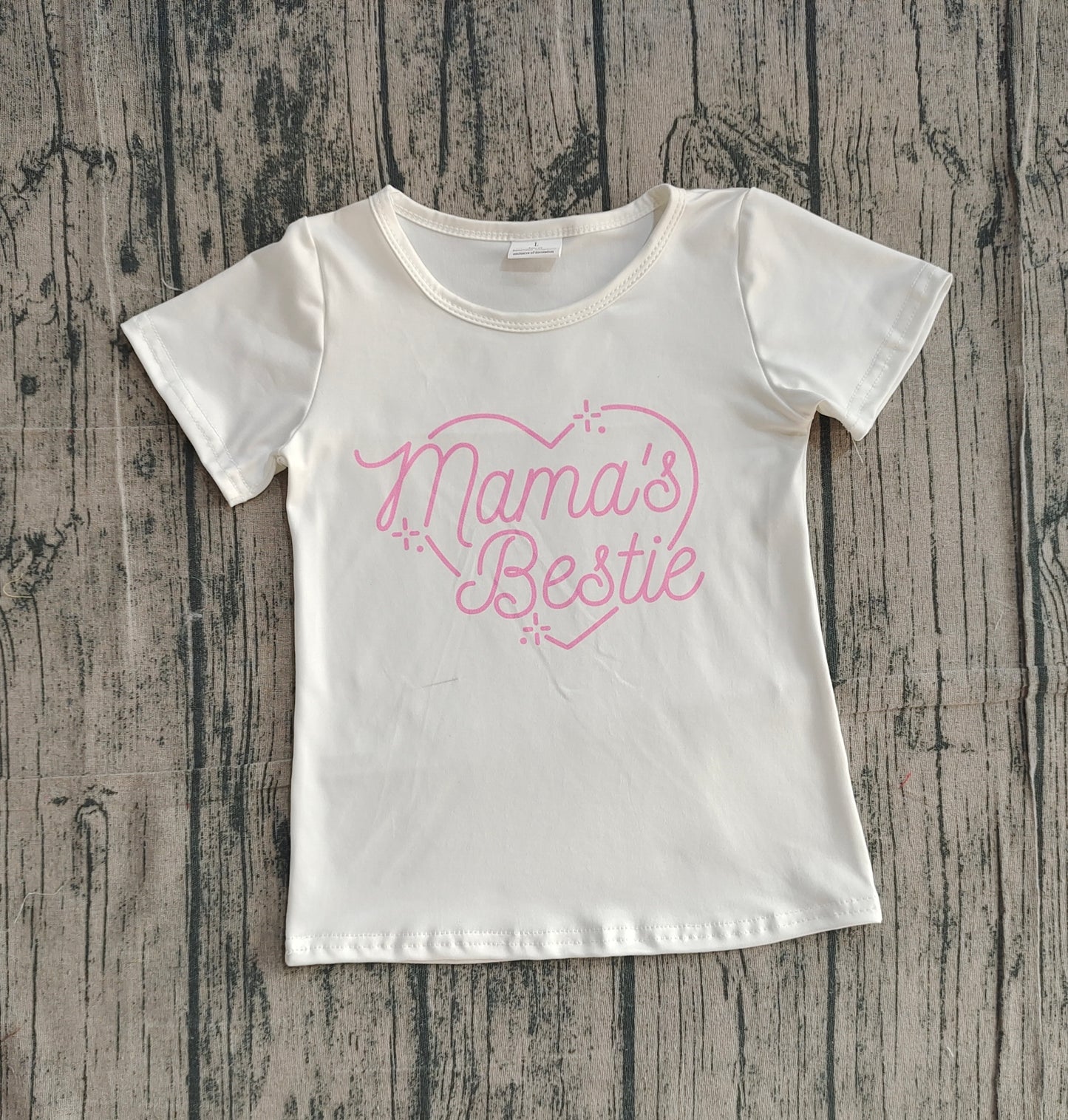 Baby Girls Short Sleeve Mama's Bestie Hearts T-shirts Top